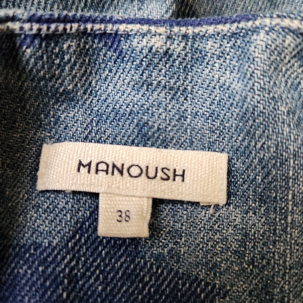 Manoush Mini Skirt Denim Star Print Zip Blue Size 38 US 6 Pockets Designer - Picture 3 of 7